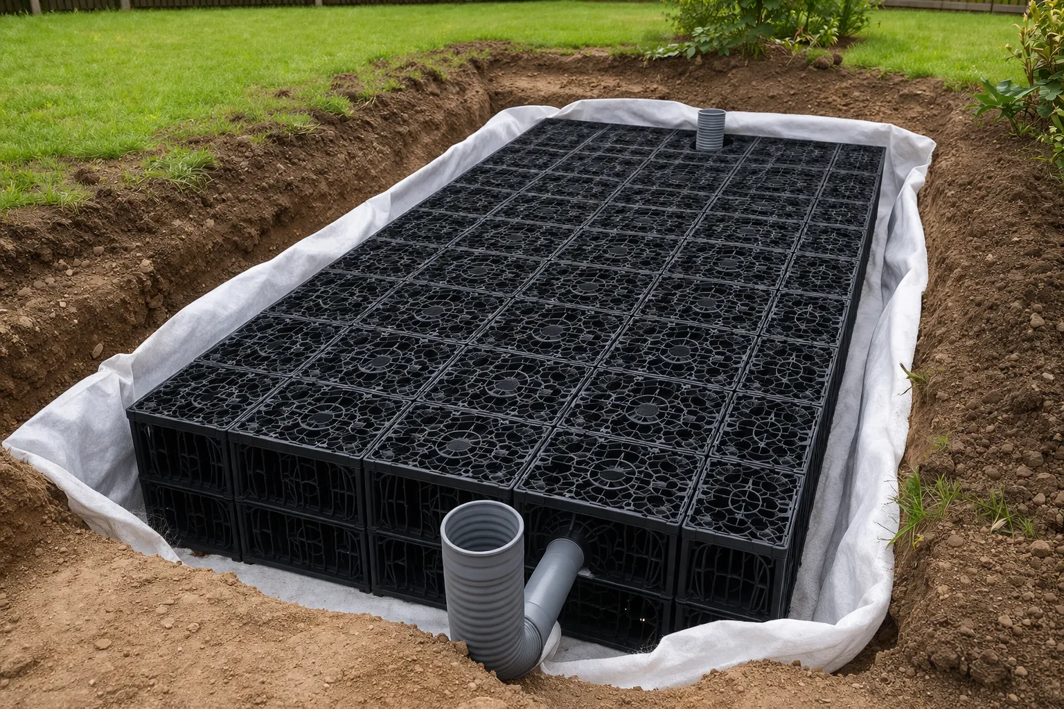 Praktisch systeem in de tuin om regenwater op te vangen en langzaam in de bodem te laten infiltreren.